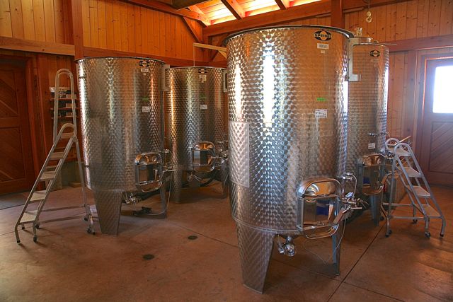 Fermentation tanks in the winery